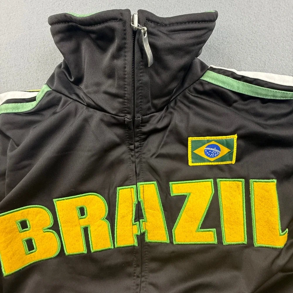 Ghast Track Jacket Mens L Black Brazil Embroidered Full Zip NWT